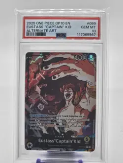 One Piece CCG Eustass "Captain" Kid OP10-099 Foil Leader PSA 10 Alt Art - Image 1