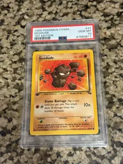 Pokemon 1999 Geodude 1st Edition Fossil #47/62 PSA 10 GEM MT - Image 1