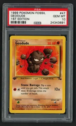***PSA 10 Geodude 1st Edition Fossil #47*** Pokemon Kid Icarus - Image 1