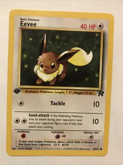 Pokemon TCG Team Rocket 1st Edition Regular Finish Eevee 55/82 NM - Image 1