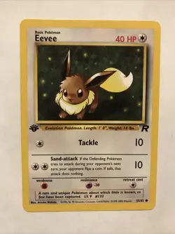 Pokemon TCG Team Rocket 1st Edition Regular Finish Eevee 55/82 NM - Image 1