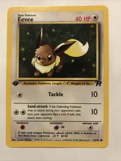 Pokemon TCG Team Rocket 1st Edition Regular Finish Eevee 55/82 NM - Image 1