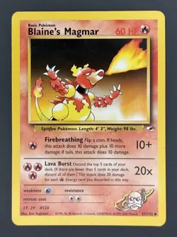 BLAINE'S MAGMAR 37/132 Pokemon Card GYM HEROES - Image 1