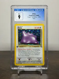 CGC 9 MINT Ditto 1st Edition Fossil 3/62 Holo 1999 Pokemon Card - Image 1