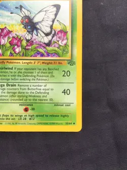 Pokemon Cards: Jungle 1st Edition Uncommon: Butterfree 33/64 - Image 4