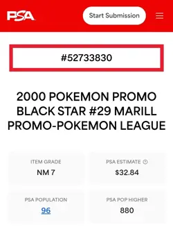 2000 Vintage Pokemon Card Rare Black Star Promo Marill #29 - WOTC PSA 7 Graded - Image 5