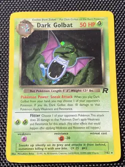 Dark Golbat - 7/82 - SWIRL Pokemon Team Rocket Unlimited Holo Rare Card LP Card - Image 1