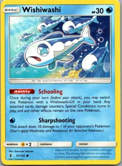 2017 Wishwashi #37/145 Pokemon Guardians Rising POKE#14 - Image 1