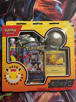 Pokemon TCG Pokemon Day 2026 Collection Box Pikachu Promo Coin 3 Booster Packs - Image 1