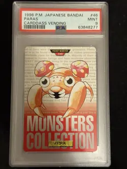 1996 POKEMON JPN BANDAI CARDDASS VENDING #46 PARAS PSA 9 - Image 1