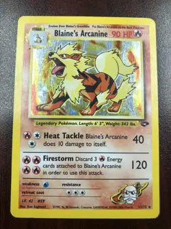 Pokemon Blaine's Arcanine 1/132 Gym Challenge Holofoil - MP - Image 1