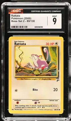 Pokemon - Rattata - Base Set 2 89/130 - CGC Graded 9 Mint - Image 1