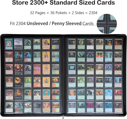 36‑Pocket Ringless Trading Card Binder - Holds 2304 Cards, Side‑Loading Black Pa - Image 2