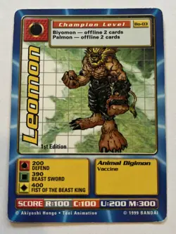 Leomon Bo-03 - 1st Edition Digimon Card Game 1999 Bandai - LP - Image 1