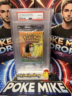 2000 Pokemon Gym Heroes Erika Sealed Booster Pack PSA 8 NM MT - Image 1