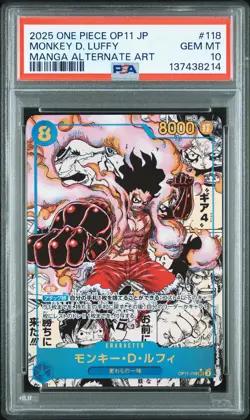 2025 ONE PIECE JPN OP11-A FIST OF DIVINE SPEED #118 MONKEY D. LUFFY PSA 10 - Image 1