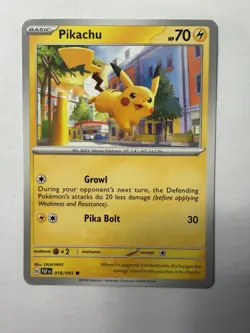 Pikachu - SV: Paldean Fates 018/091 NM English Pokemon Card - Image 1