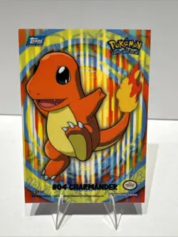 Pokemon Topps Charmander Card #04 Sticker TV Animation Series 10 of 10 Blue Logo - Image 1