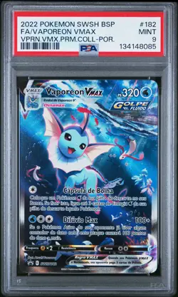 2022 POKEMON SWSH BLACK STAR PROMO #182 FULL ART/VAPOREON VMAX PSA 9 - Image 1