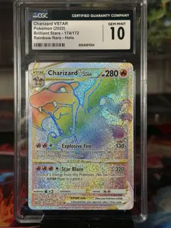 Charizard VSTAR CGC Gem Mint 10 💎Rainbow Secret 174/172 Pokemon Brilliant Stars - Image 1