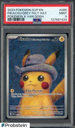 2023 Pokemon Pikachu with Grey Felt Hat Van Gogh Promo 085 SVP Black Star PSA 9 - Image 1