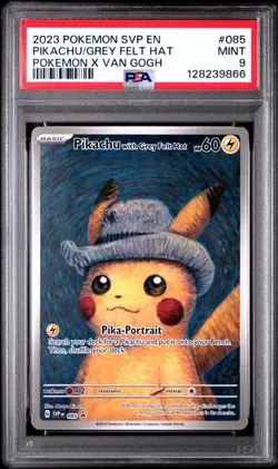 2023 POKEMON SVP BLACK STAR PROMO #085 PIKACHU WITH GREY FELT HAT VAN GOGH PSA 9 - Image 1