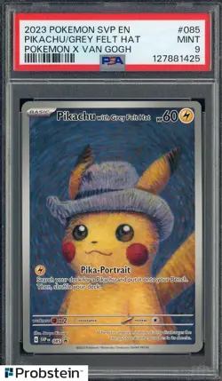 2023 Pokemon Pikachu with Grey Felt Hat Van Gogh Promo 085 SVP Black Star PSA 9 - Image 1