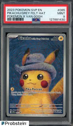 2023 Pokemon Pikachu with Grey Felt Hat Van Gogh Promo 085 SVP Black Star PSA 9 - Image 1