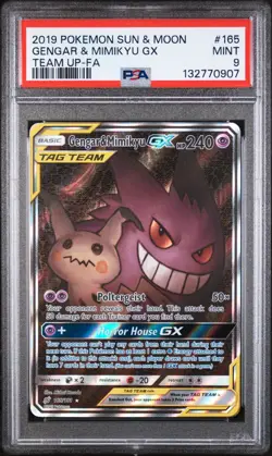 Gengar & Mimikyu GX 165/181 Alt Art SM: Team Up Pokemon 2019 PSA 9 MINT - Image 1