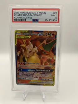 Pokemon Charizard & Braixen GX 22/236 Sm-Cosmic Eclipse Ultra Rare Holo PSA 9 - Image 1