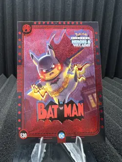 Batman (Pikachu) #E30 - Red Holo - Heros & Villains Flash Edition Pokemon - Image 1