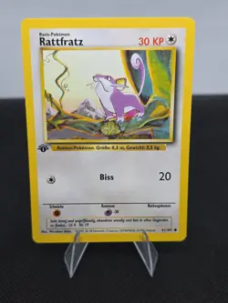 1999 Pokemon German Base Set 1st Edition Rattfratz (Rattata) #61/102 - Image 1