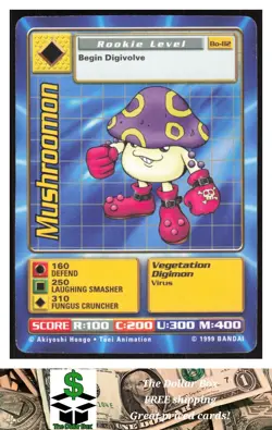 1999 Bandai Digimon Digi Battle #bo-82 Mushroomon card - Image 1