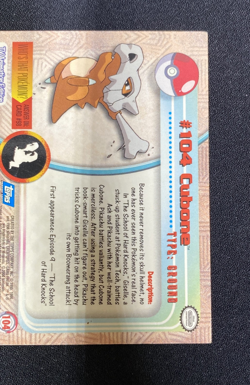 #104 Cubone Card Topps Pokemon TV Animation Edition Card Blue Logo Vintage LP - Image 5