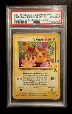 Pokemon Birthday Pikachu Celebrations Classic Coll. Holo Promo #24 PSA 10 - Image 1