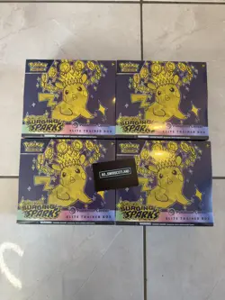 Pokemon TGC Surging Sparks Pokemon Center ETB - 4x ETB's Sealed Free Ship - Image 1