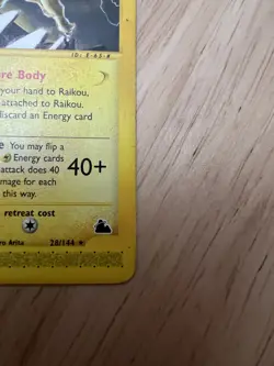 Pokemon Raikou 28/144 Non-Holo Rare Skyridge E-Series MP - Image 5