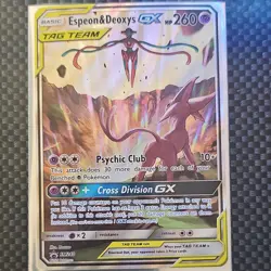 Pokemon Espeon & Deoxys GX SM240 SM Promo TAG TEAM Holo Basic 260HP - Image 1