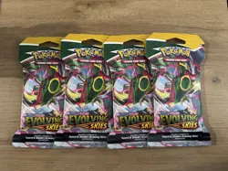 4 x Pokemon TCG Sword & Shield Evolving Skies Sleeved Booster Pack - Image 1