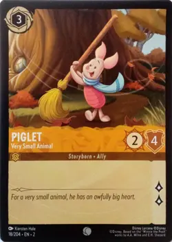 18/204 PIGLET VERY SMALL ANIMAL RISE OF FLOODBORN COMMON DISNEY LORCANA CARD - Image 1