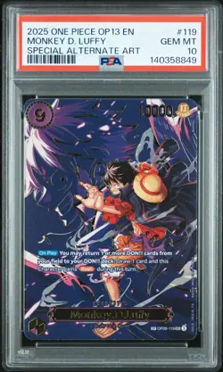 Monkey.D.Luffy - OP09-119 (SP) - Carrying On His Will (OP13) PSA 10 - Image 1