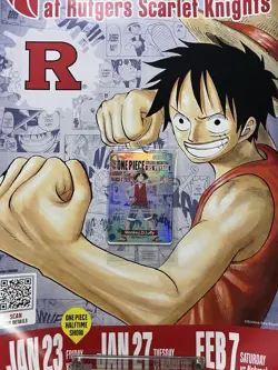 One Piece Monkey.D.Luffy College Basketball Promo Card + Rutgers Poster PRESALE - Image 1