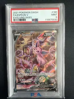 Pokemon TCG Espeon V Holo Ultra Rare 180 PSA 9 Evolving Skies Mint 2021 SWSH - Image 1
