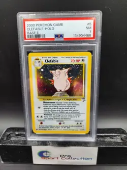 2000 POKEMON GAME CLEFABLE HOLO BASE SET 2 5/130 PSA 7 - Image 1