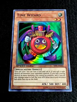 🔥 YUGIOH • TIME WIZARD • SUPER RARE • STP1-EN008 • SPEED DUEL • NM 🔥 - Image 2