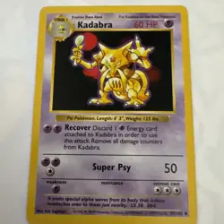 Pokemon TCG Base Set Kadabra Shadowless 32/102 LP - Image 1