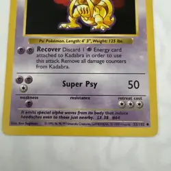 Pokemon TCG Base Set Kadabra Shadowless 32/102 LP - Image 3