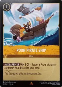 32/204 POOH PIRATE SHIP AZURITE SEA RARE DISNEY LORCANA CARD - Image 1