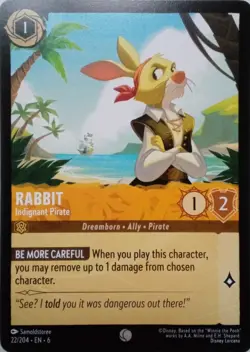 22/204 RABBIT INDIGNANT PIRATE AZURITE SEA COMMON DISNEY LORCANA CARD - Image 1