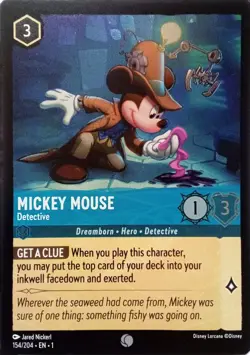 154/204 MICKEY MOUSE DETECTIVE THE FIRST CHAPTER FOIL COMMON DISNEY LORCANA CARD - Image 1
